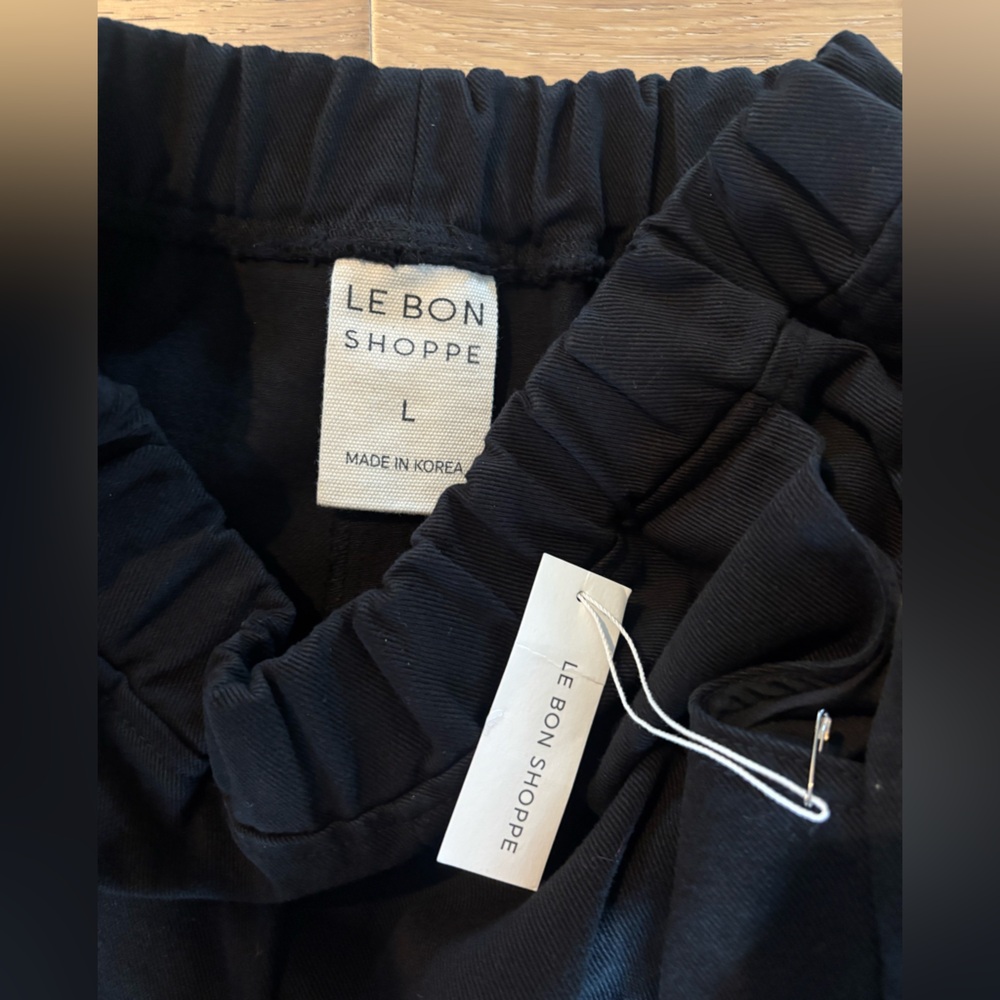 Le Bon Shoppe ARC Pants Barrel Wide Leg 100% cotton pull on Black Canvas Large - Picture 14 of 14